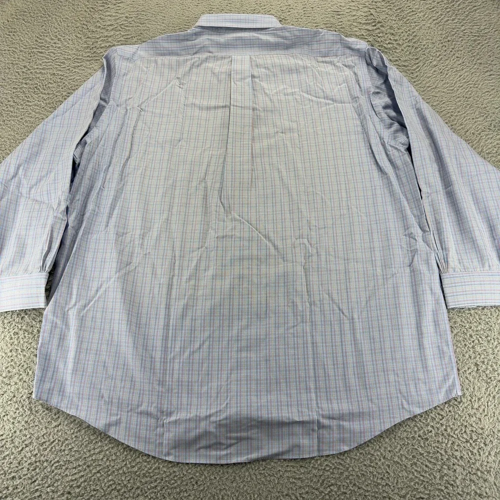 Brooks Brothers Classic Mens 18 34 Blue Plaid Supima Cotton Non Iron Dress Shirt